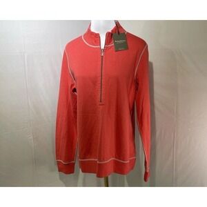 NWT Tommy Bahama Vibrant Coral Quarter-Zip Reversible Sweater Retails $98‎